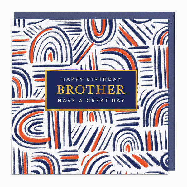 Greeting Card-H244 - Blue & Orange Brother Birthday Card-Whistlefish