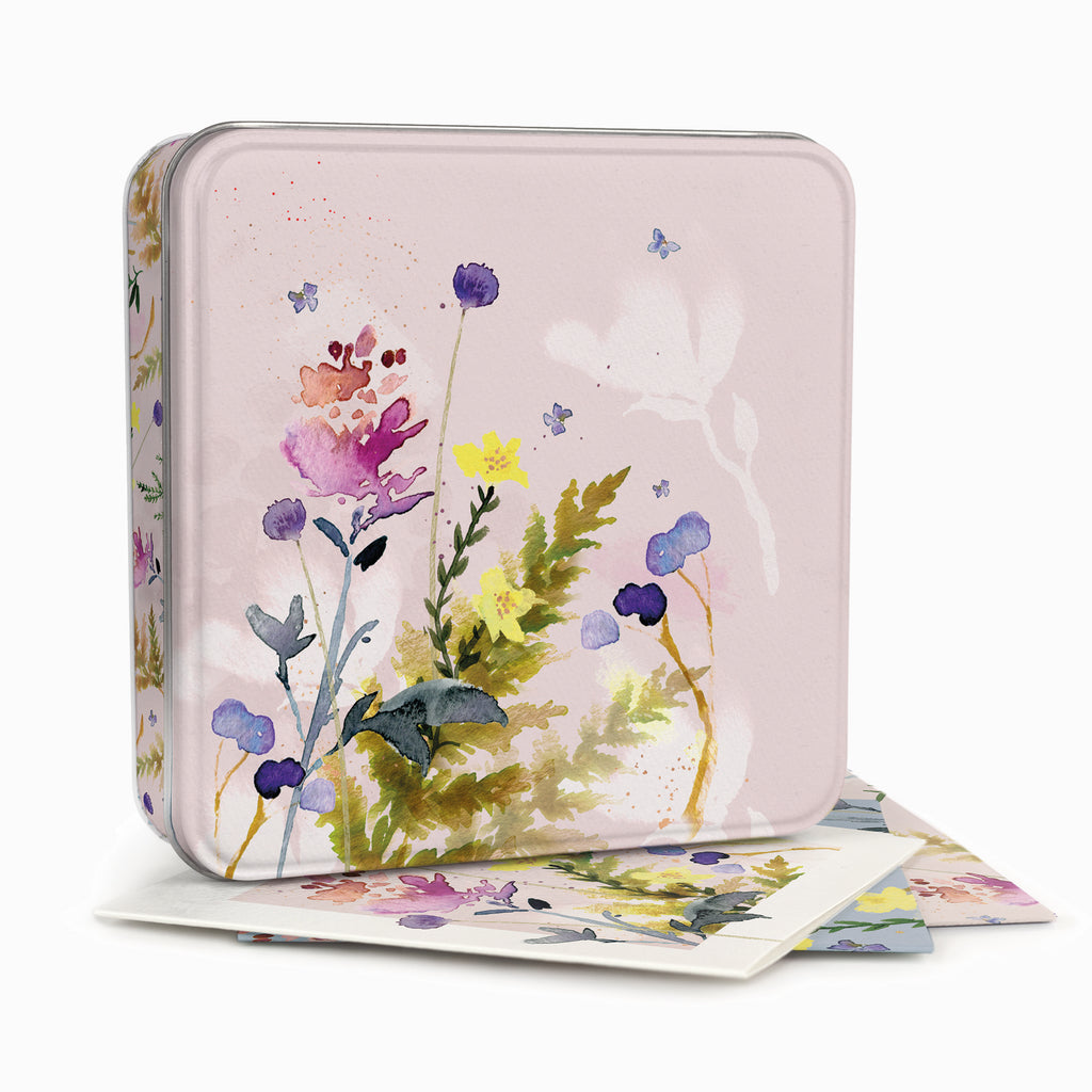 Blue Poppy & Thyme Notelet Tin - Whistlefish