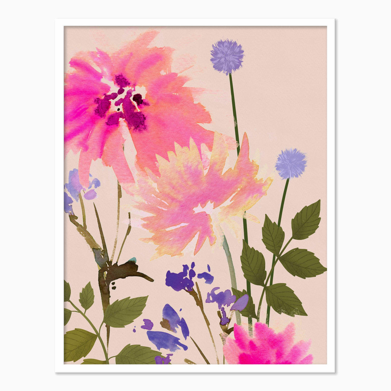 Framed Print-WF1146F - Blush Meadow Blooms Medium Framed Print-Whistlefish