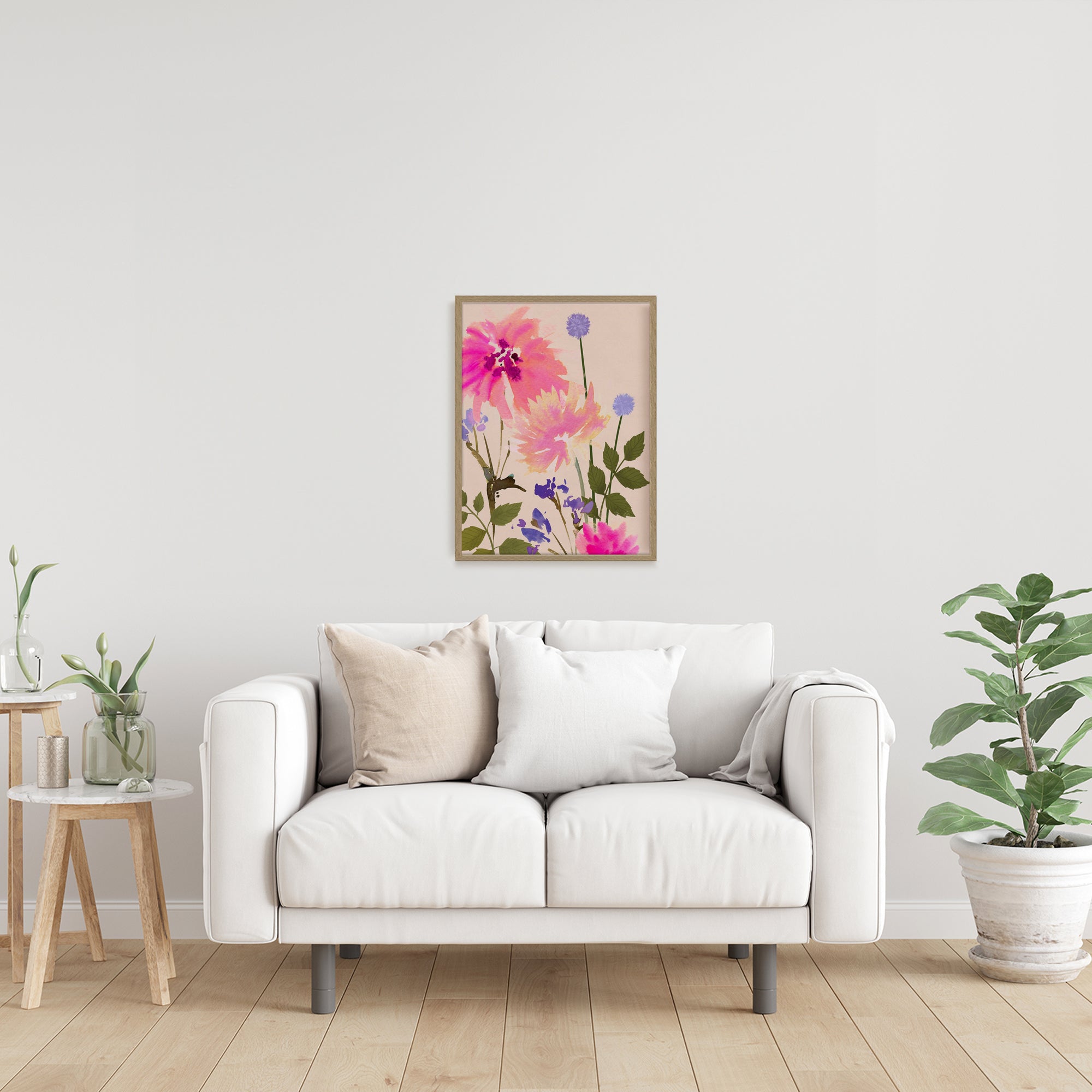 Framed Print-WF1174F - Blush Meadow Blooms Large Framed Print-Whistlefish