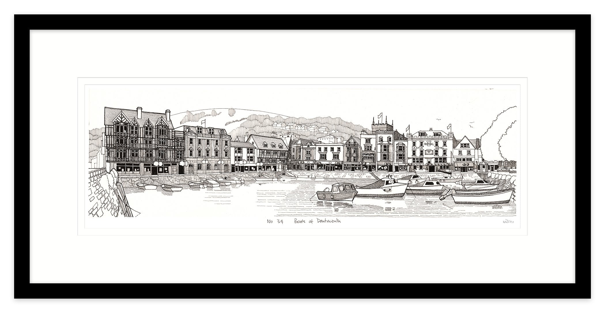 JW232F Boats At Dartmouth Framed Print