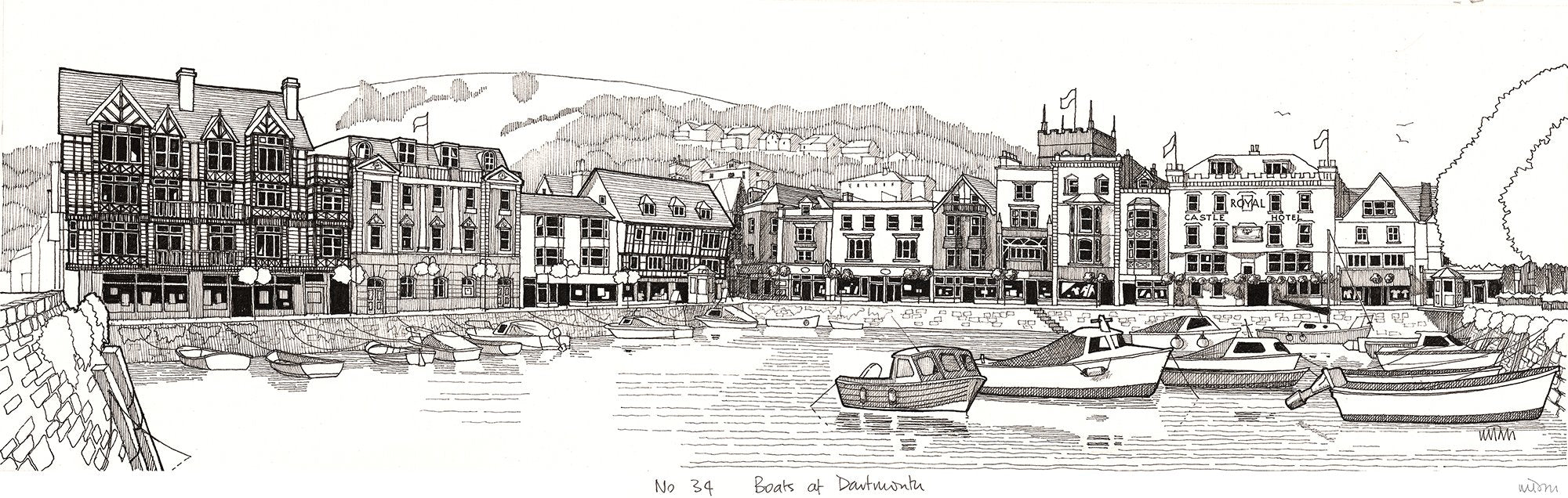 JW232P Boats At Dartmouth Print