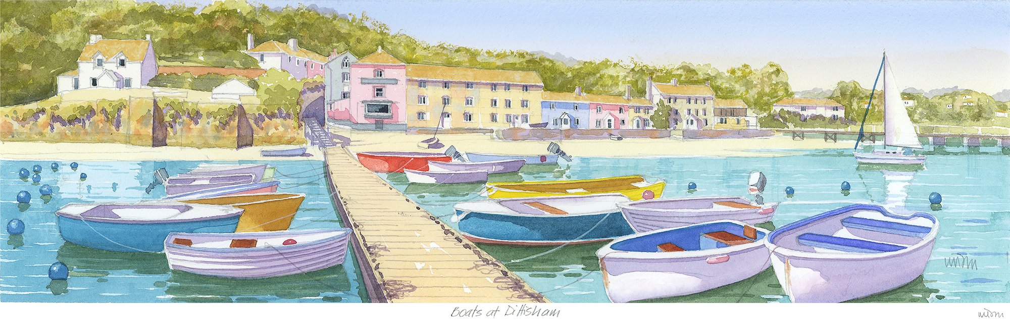 JW229P Boats At Dittisham Art Print