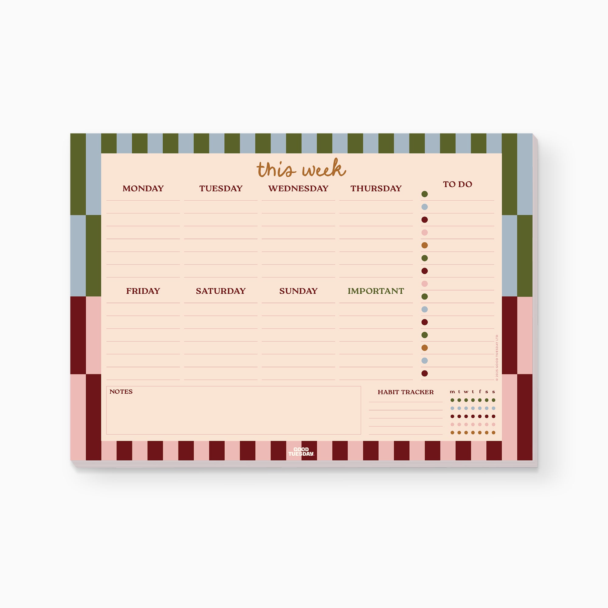 Weekly Planner-TUE-PAD-WKL-BHN-A4 - Boho Nouveau Weekly Planner-Whistlefish & Co