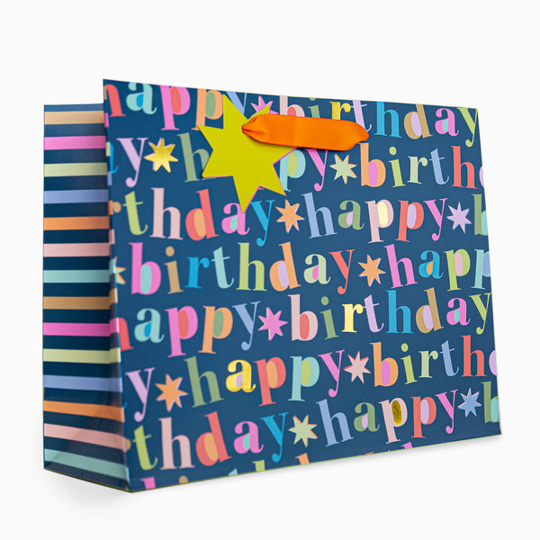 Gift Bag-WGB16MB - Bold Navy Birthday Medium Gift Bag-Whistlefish