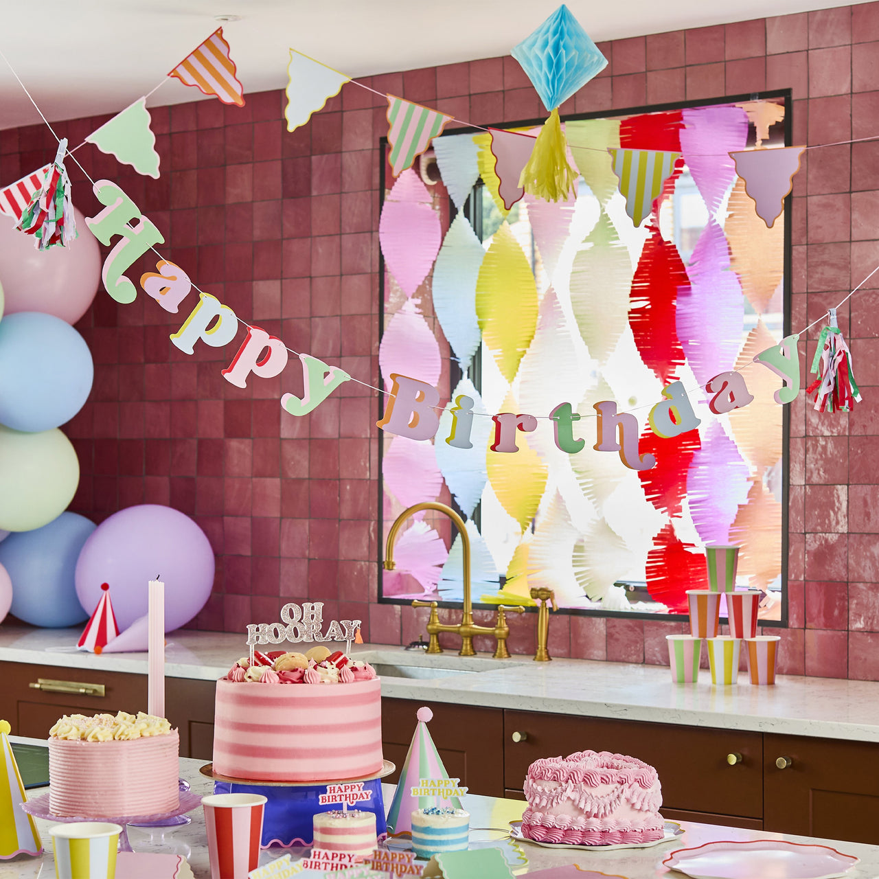 Banner-HBBB200 - Bright Banquet Happy Birthday Banner-Hootyballoo