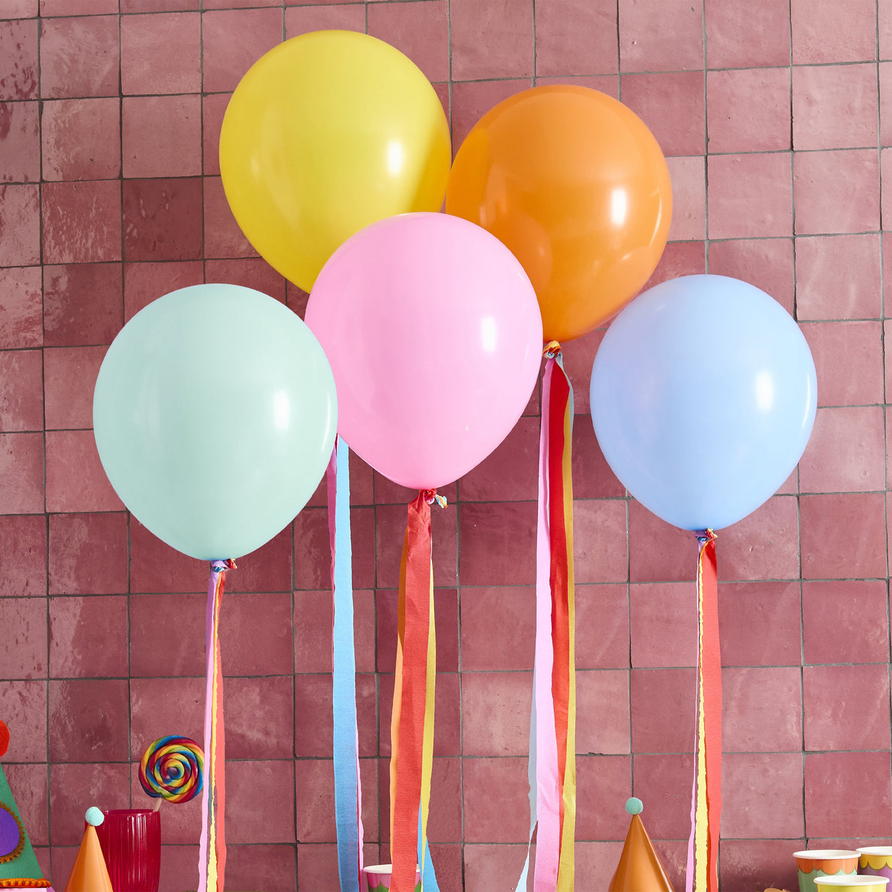 Balloons-HBPB105 - Bright Latex 12" Balloons & Tassel Tails-Hootyballoo