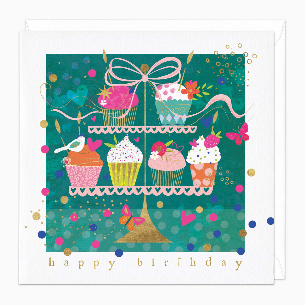 Greeting Card - F525 - Bright Teal Cake Birthday Card - Bright Teal Cake Birthday Card - Whistlefish
