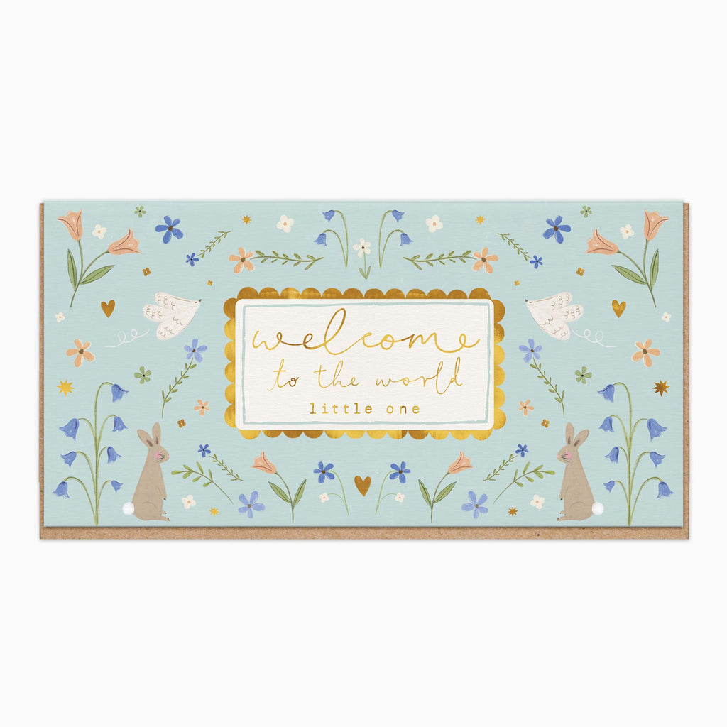 Greeting Card-H058 - Bunnies & Birds New Baby Card-Whistlefish
