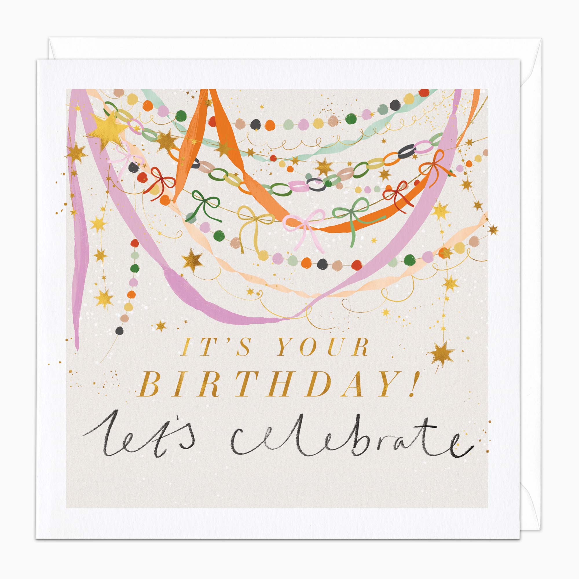 Greeting Card-H075 - Bunting & Bows Birthday Card-Whistlefish