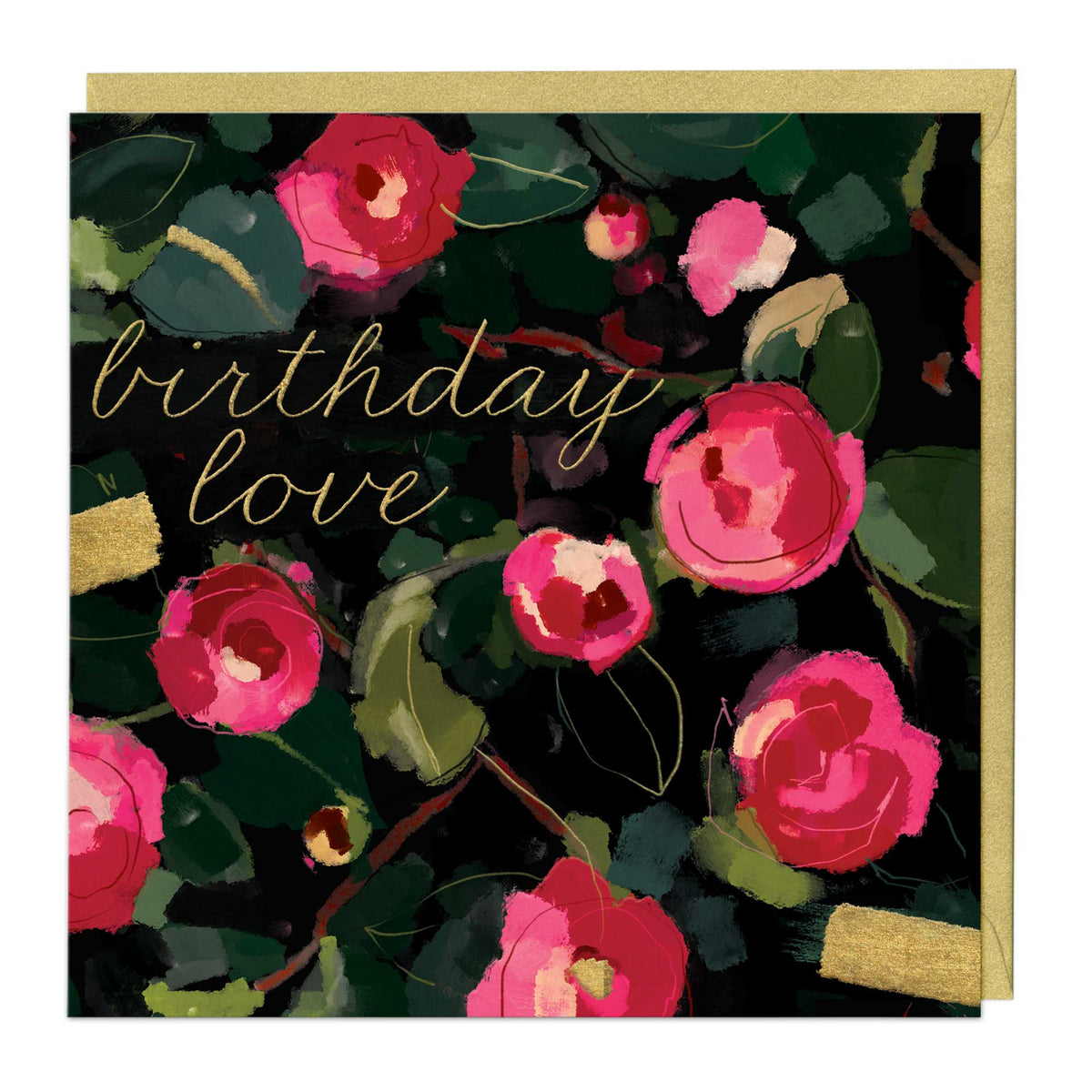 LN104 Dark Camellia Luxury Birthday Card