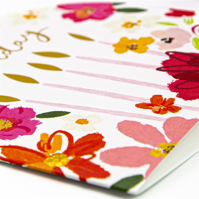Greeting Card-G556 - Candles & Pink Flowers Arch Birthday Card-Whistlefish