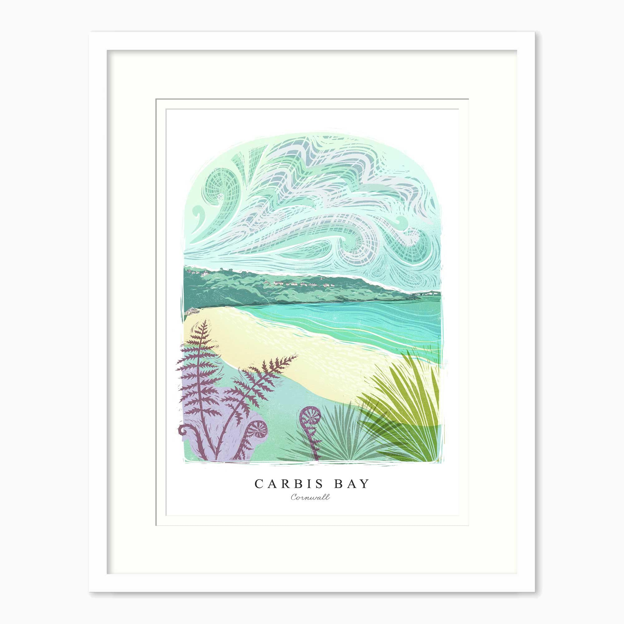 Framed Print-WF1235F - Carbis Bay Lino Small Framed Print-Whistlefish