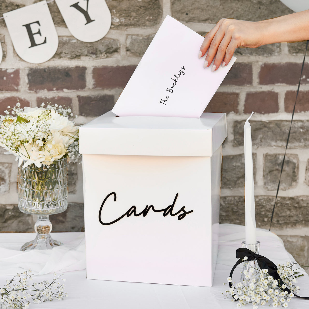 Wedding Card Post Box-HBMW106 - Card Box with Black Acrylic Letters-Hootyballoo