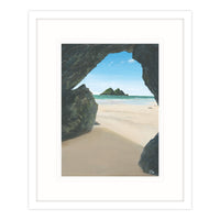 Cave At Holywell Bay Framed Print - Whistlefish