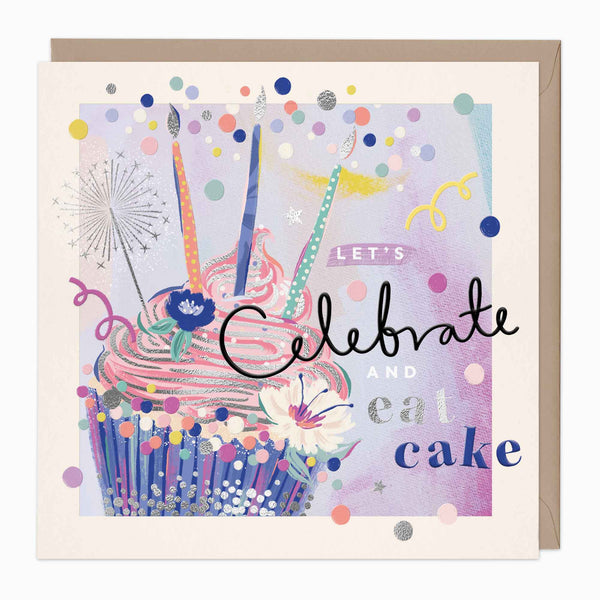 Luxury Card-LN164 - Celebrate & Eat Cake Birthday Card-Whistlefish