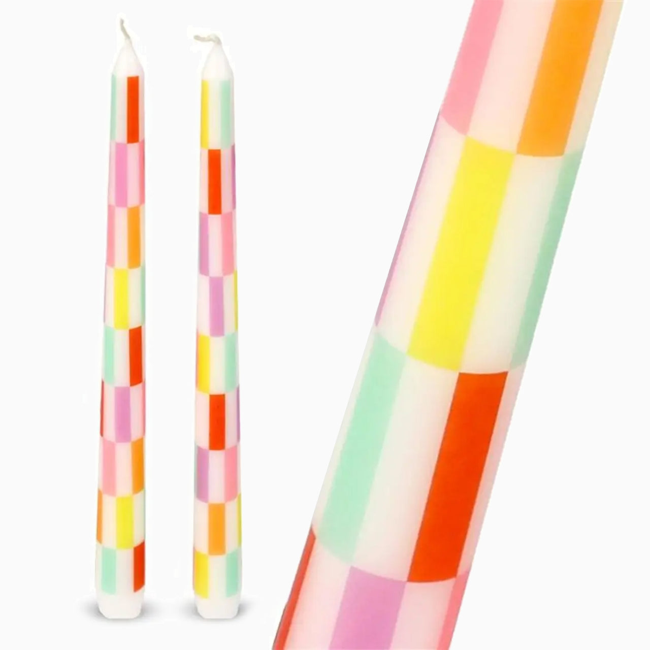 Candle Set-NDL-CHECK - Check Taper Dinner Candles 2 Pack-Talking Tables