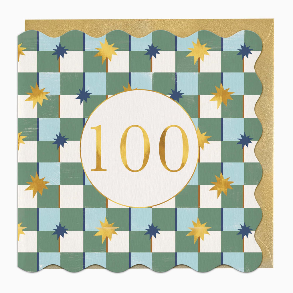 Greeting Card-H054 - Checkered 100 Birthday Card-Whistlefish
