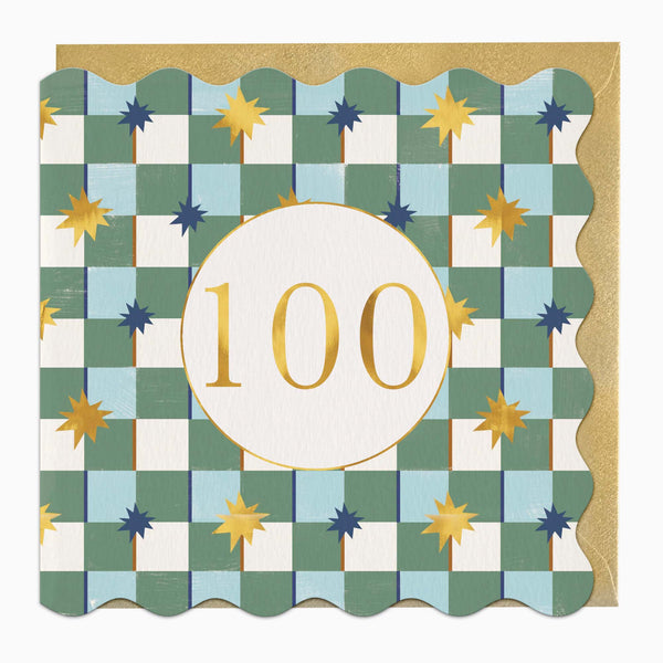 Greeting Card-H054 - Checkered 100 Birthday Card-Whistlefish