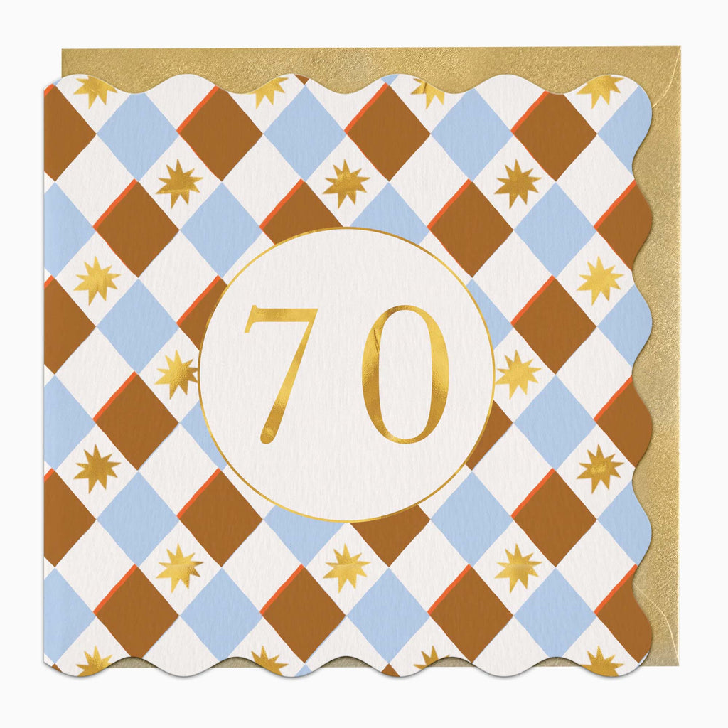 Greeting Card-H048 - Checkered 70 Birthday Card-Whistlefish