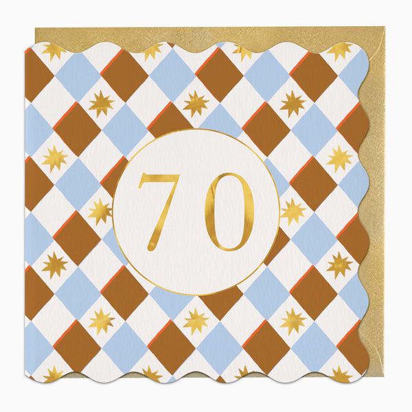 Greeting Card-H048 - Checkered 70 Birthday Card-Whistlefish