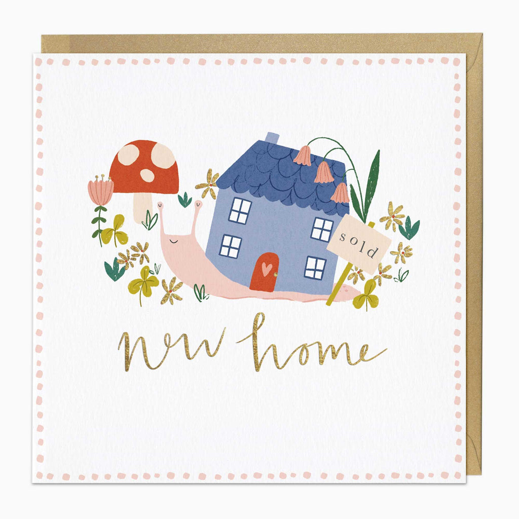 Greeting Card-G145 - Cheerful Snail New Home Card-Whistlefish