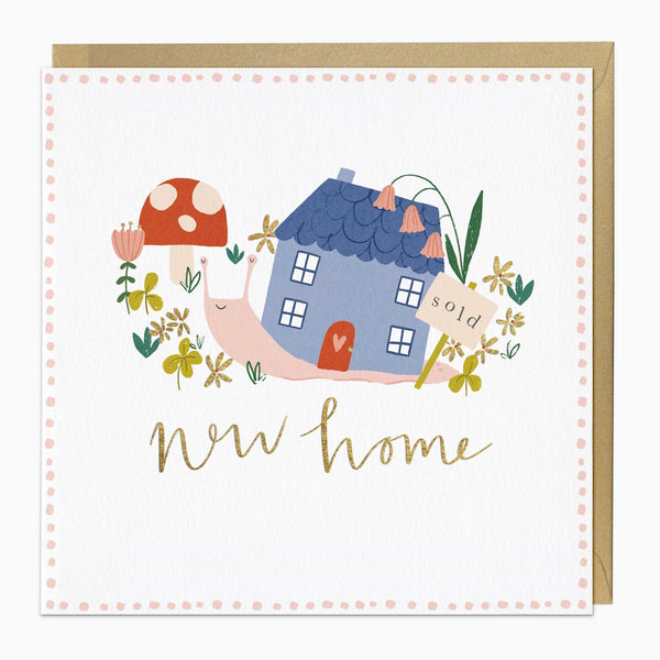 Greeting Card-G145 - Cheerful Snail New Home Card-Whistlefish