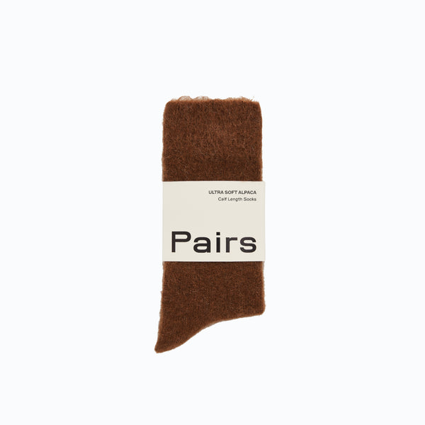 Socks-USALEVBRNS - Chestnut Brown Ultra Soft Alpaca Sock-Pairs Socks