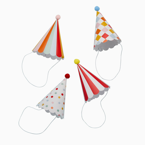 Party Hats-HBCP107 - Circus Party Hats with Pom Poms-Hootyballoo