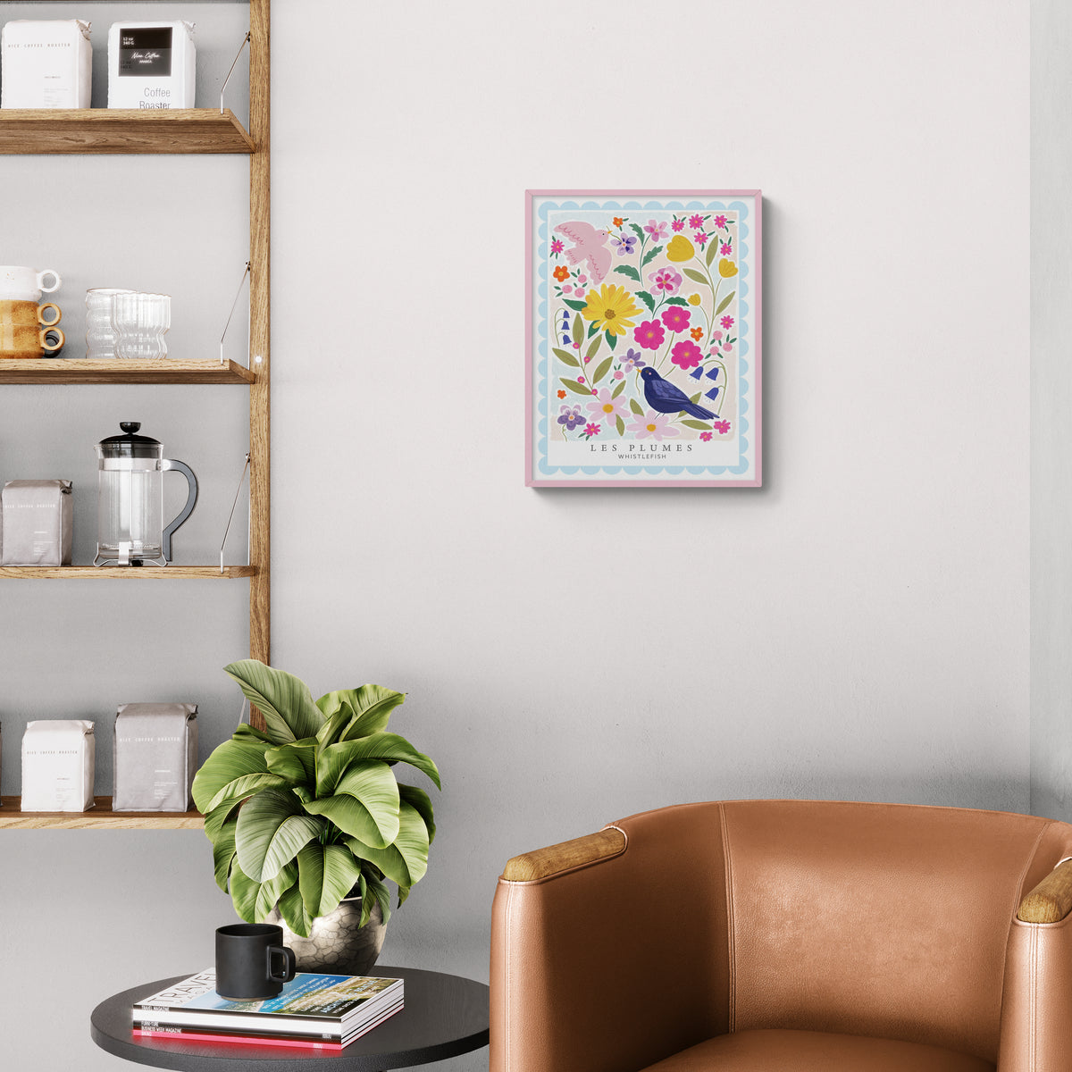 Les Rose Plumes Framed Print - Whistlefish