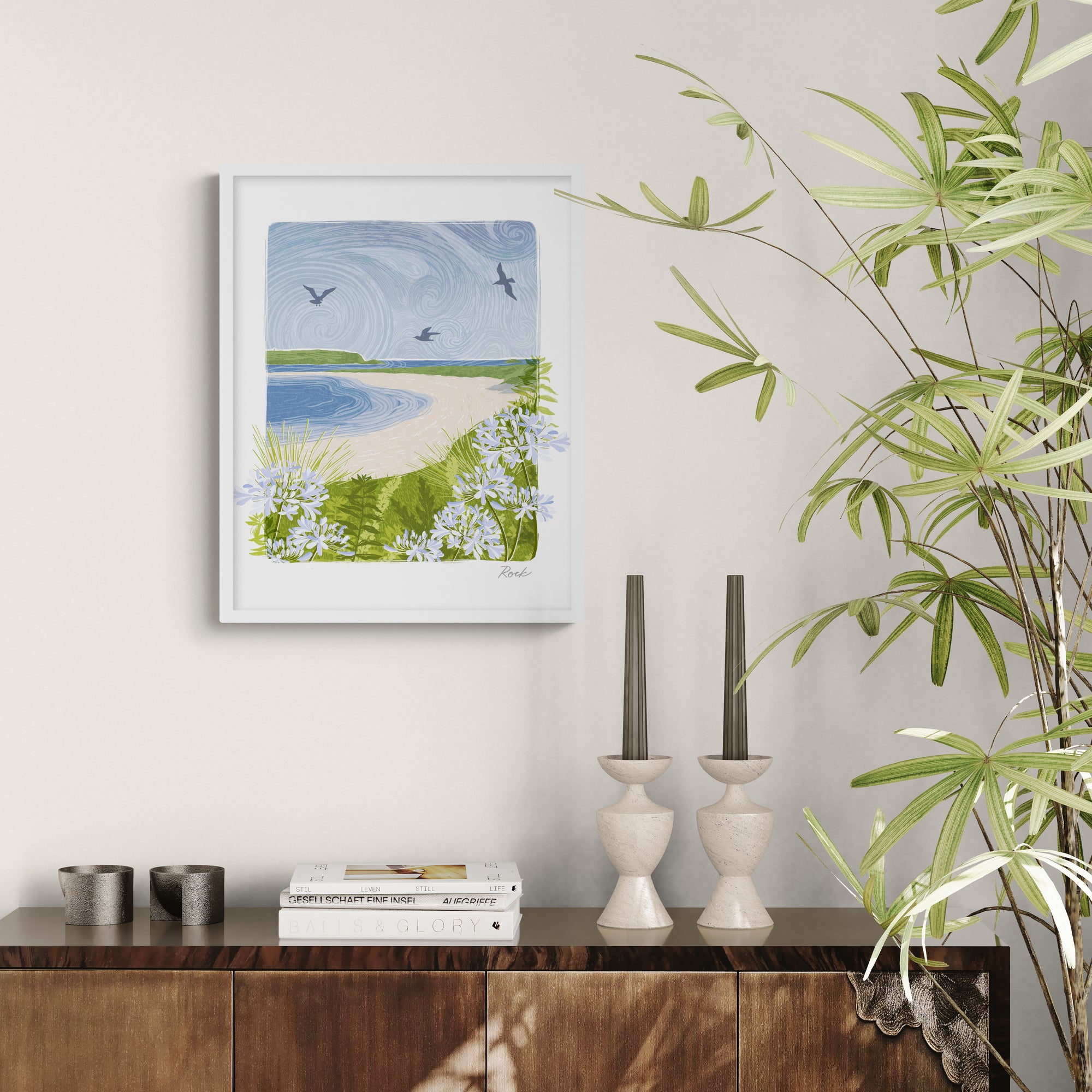 Rock Lino Framed Print - Whistlefish