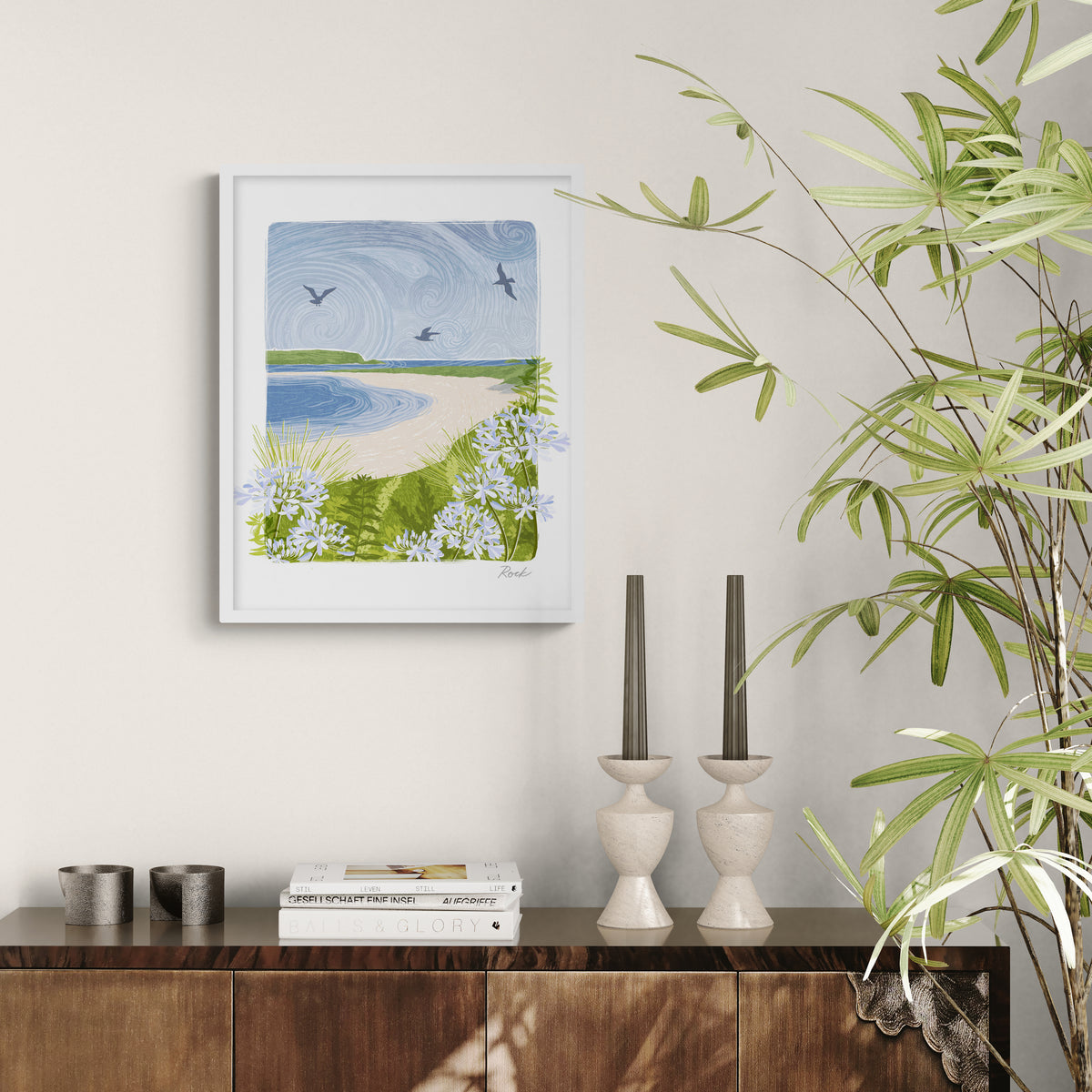 Rock Lino Framed Print - Whistlefish