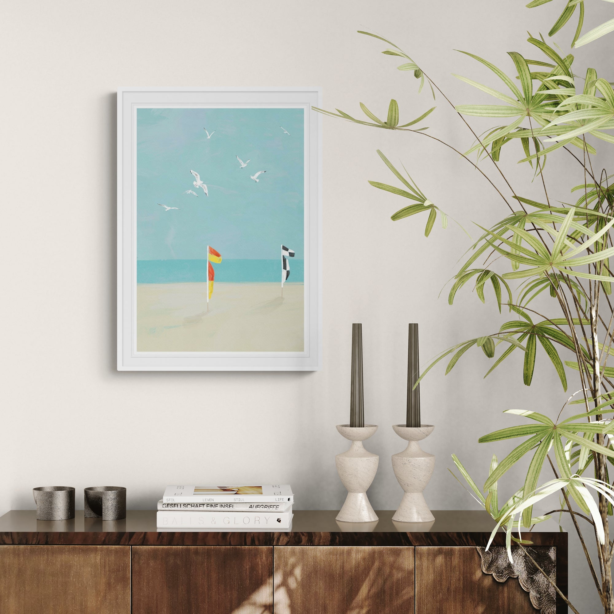 Beach Flags Small Framed Print - Whistlefish