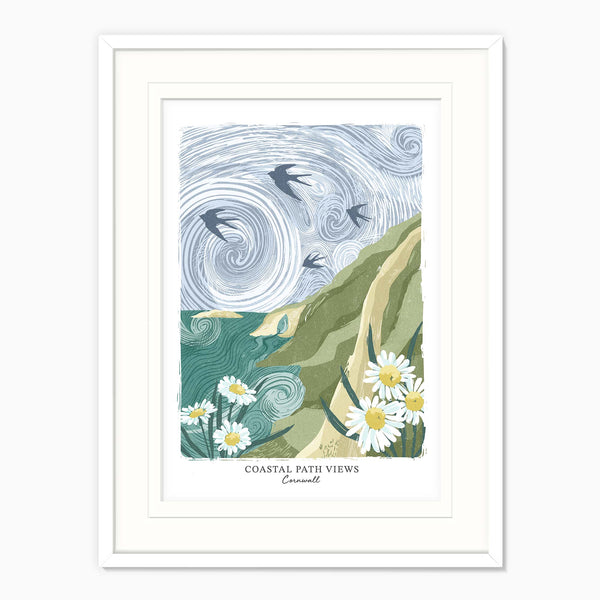 Framed Print-WF1282LF - Coastal Path Dark Large Framed Print-Whistlefish