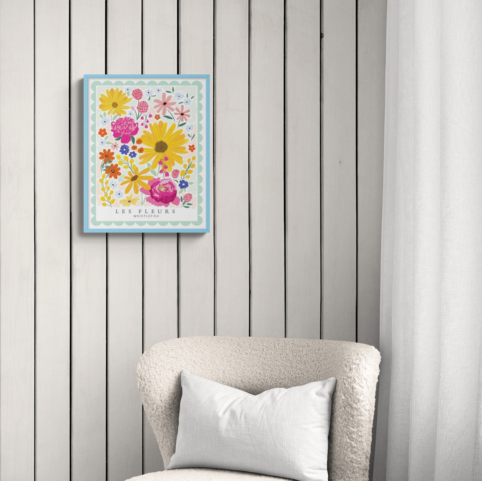 Les Blu Fleurs Framed Print - Whistlefish