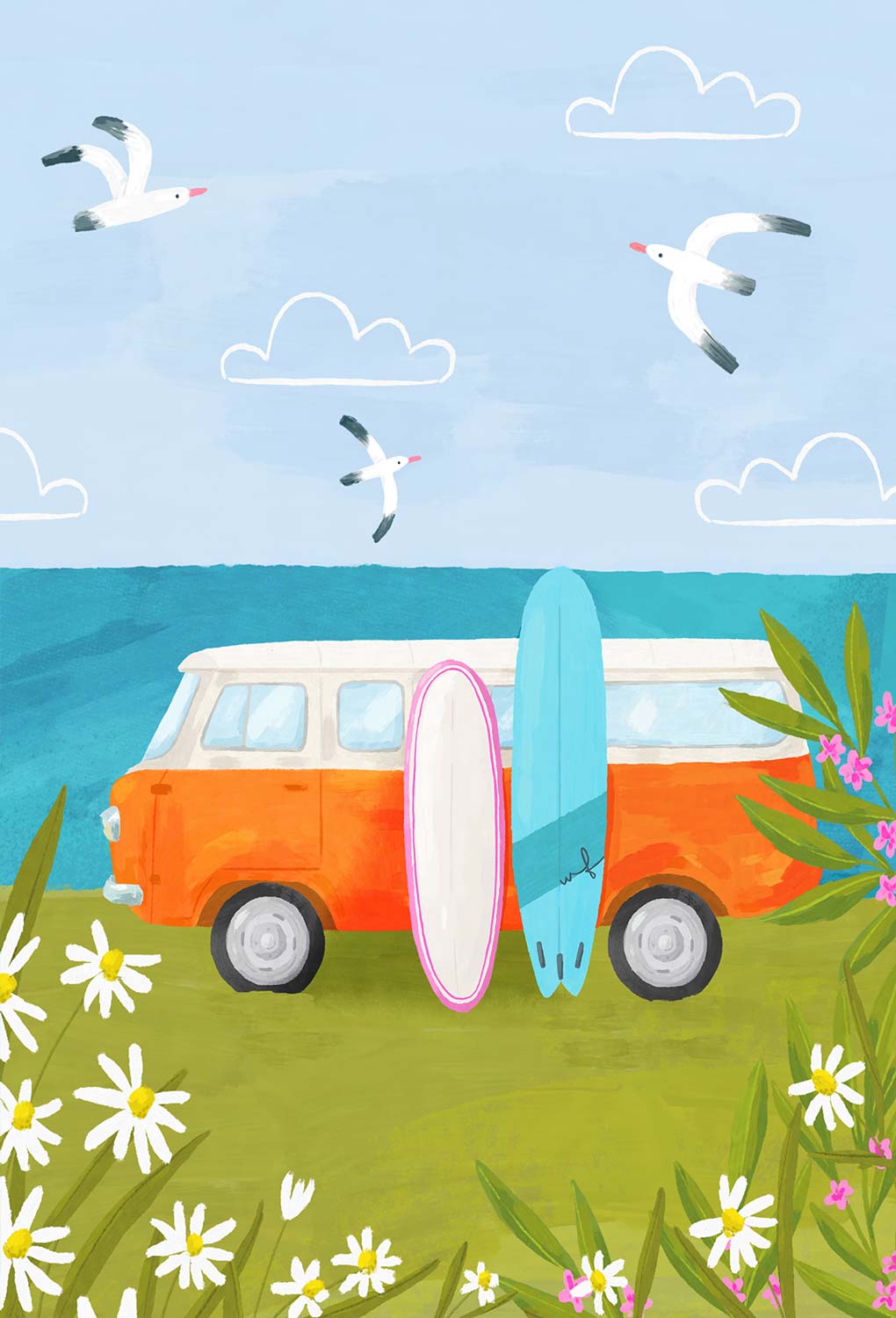 Print-WF021286P - Cornish Coast Camp Small Art Print-Whistlefish