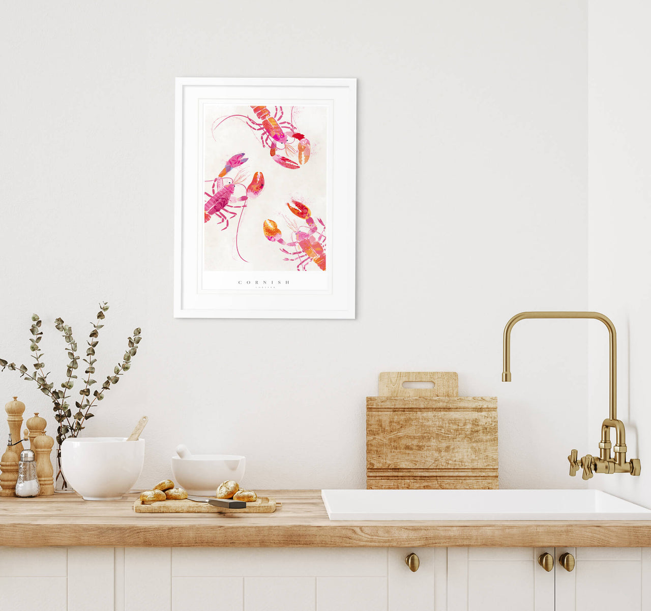 Print-WF720P - Cornish Lobsters Medium Art Print-Whistlefish