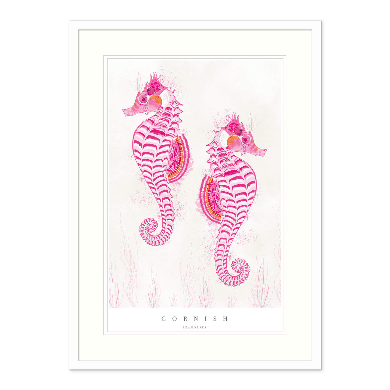 Framed Print-WF616F - Cornish Seahorses Large Framed Print-Whistlefish