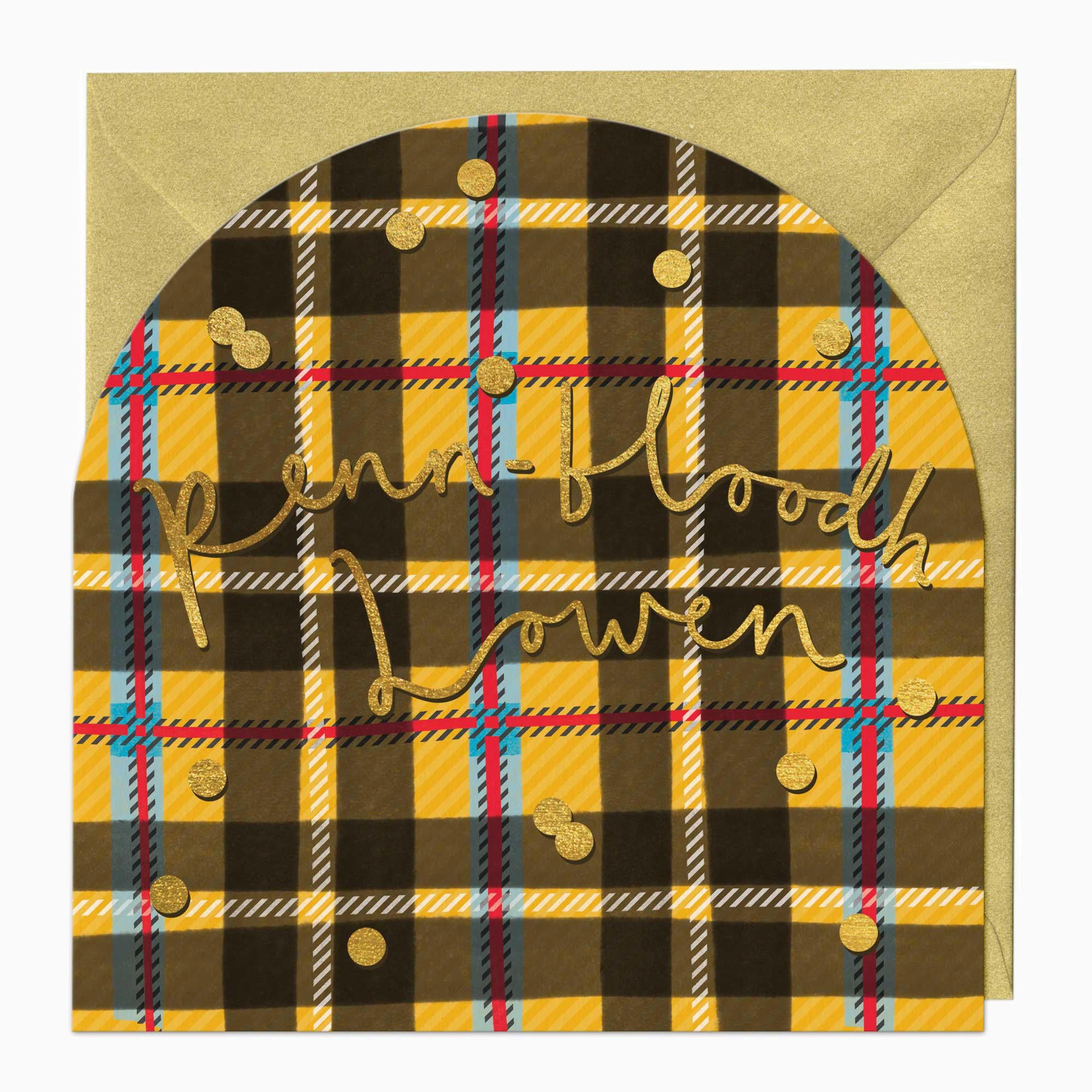 Greeting Card-F313 - Cornish Tartan Birthday Arch Card-Whistlefish