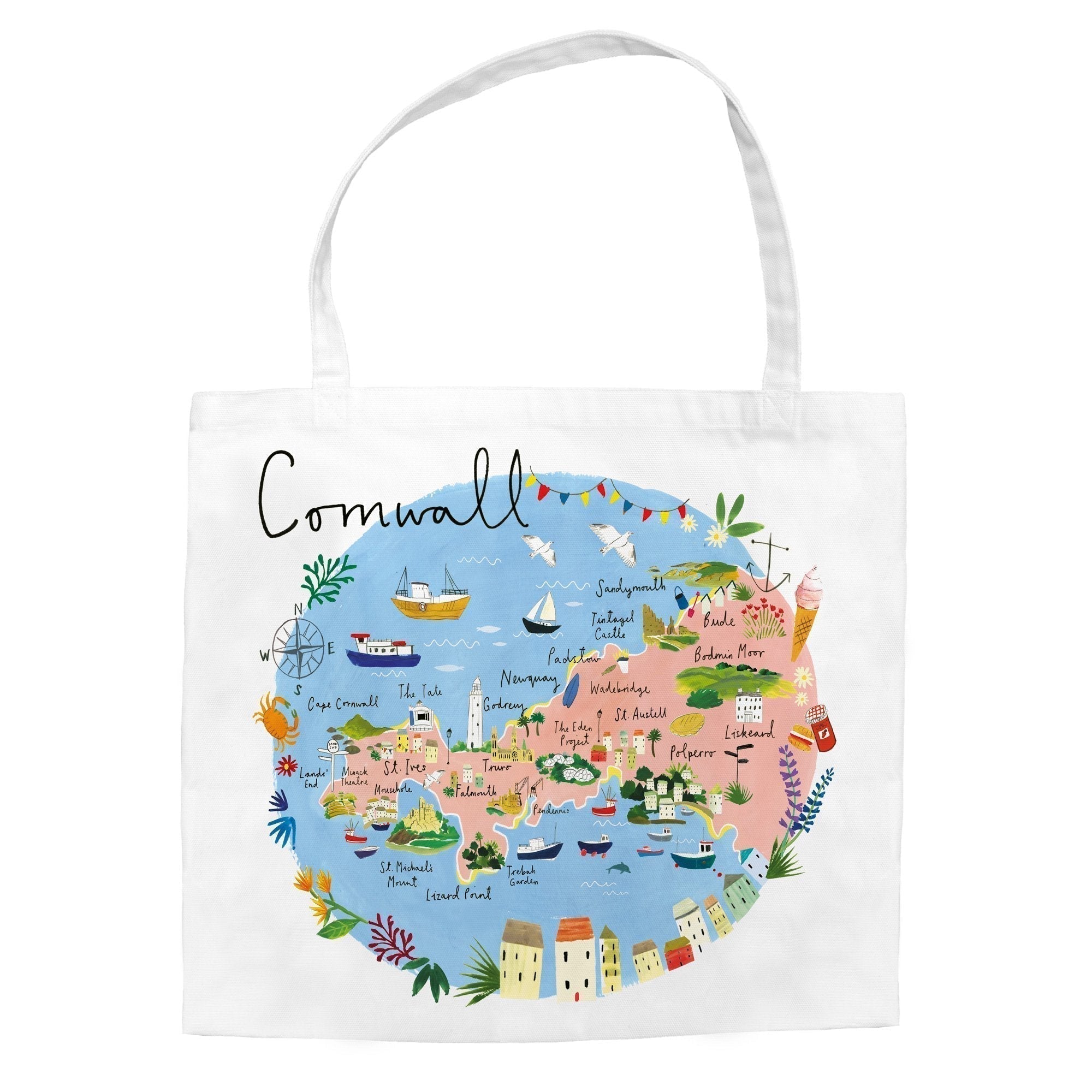 CR01TB Cornwall Map Tote Bag