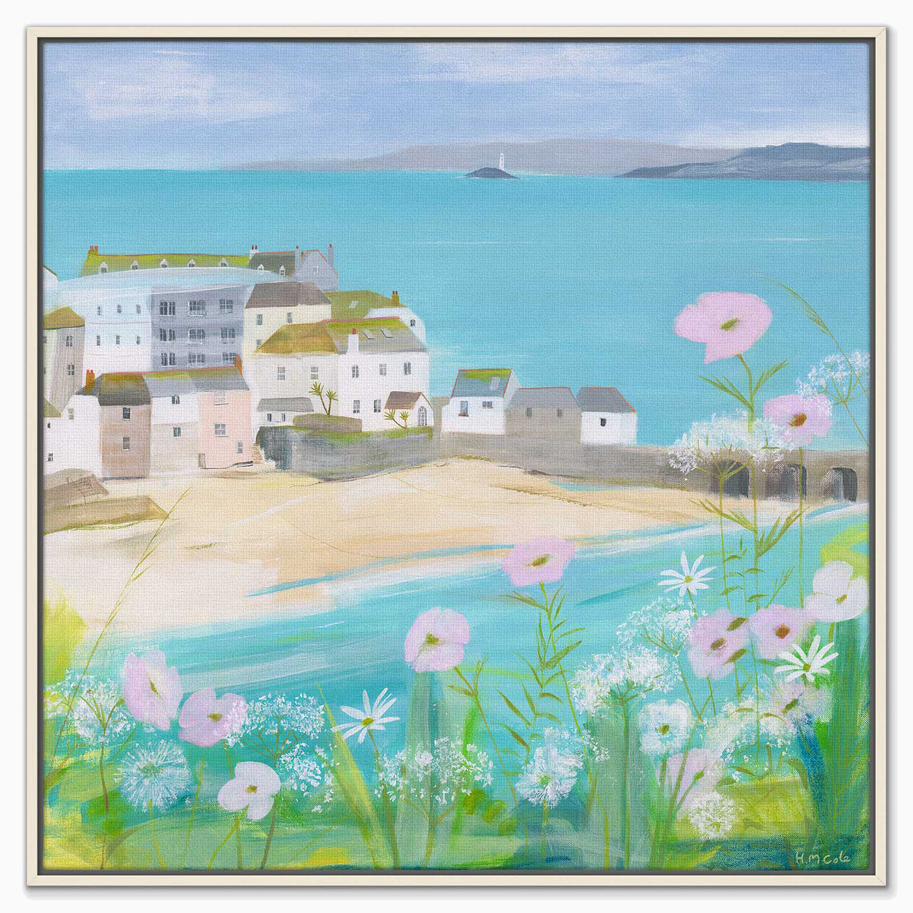 Canvas-HCC312F - Cow Parsley & Poppies Framed Canvas-Hannah Cole