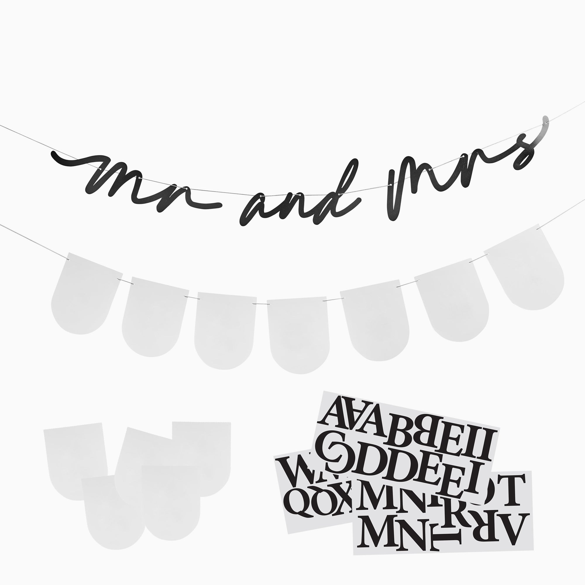 Banner-HBMW103 - Customisable Mr & Mrs Card Banner-Hootyballoo
