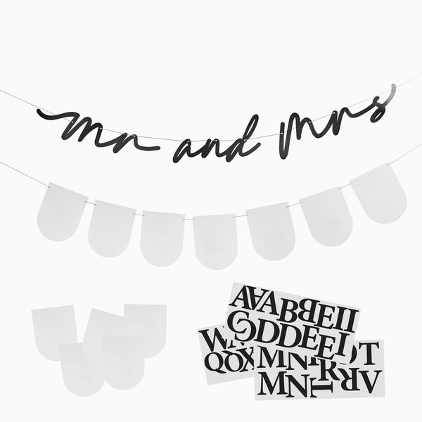 Banner-HBMW103 - Customisable Mr & Mrs Card Banner-Hootyballoo