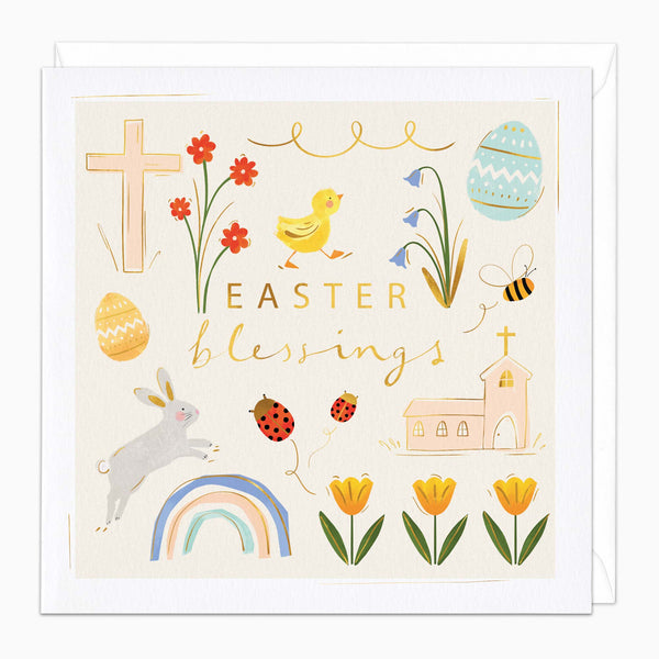 Greeting Card-H074 - Cute Blessings Easter Card-Whistlefish