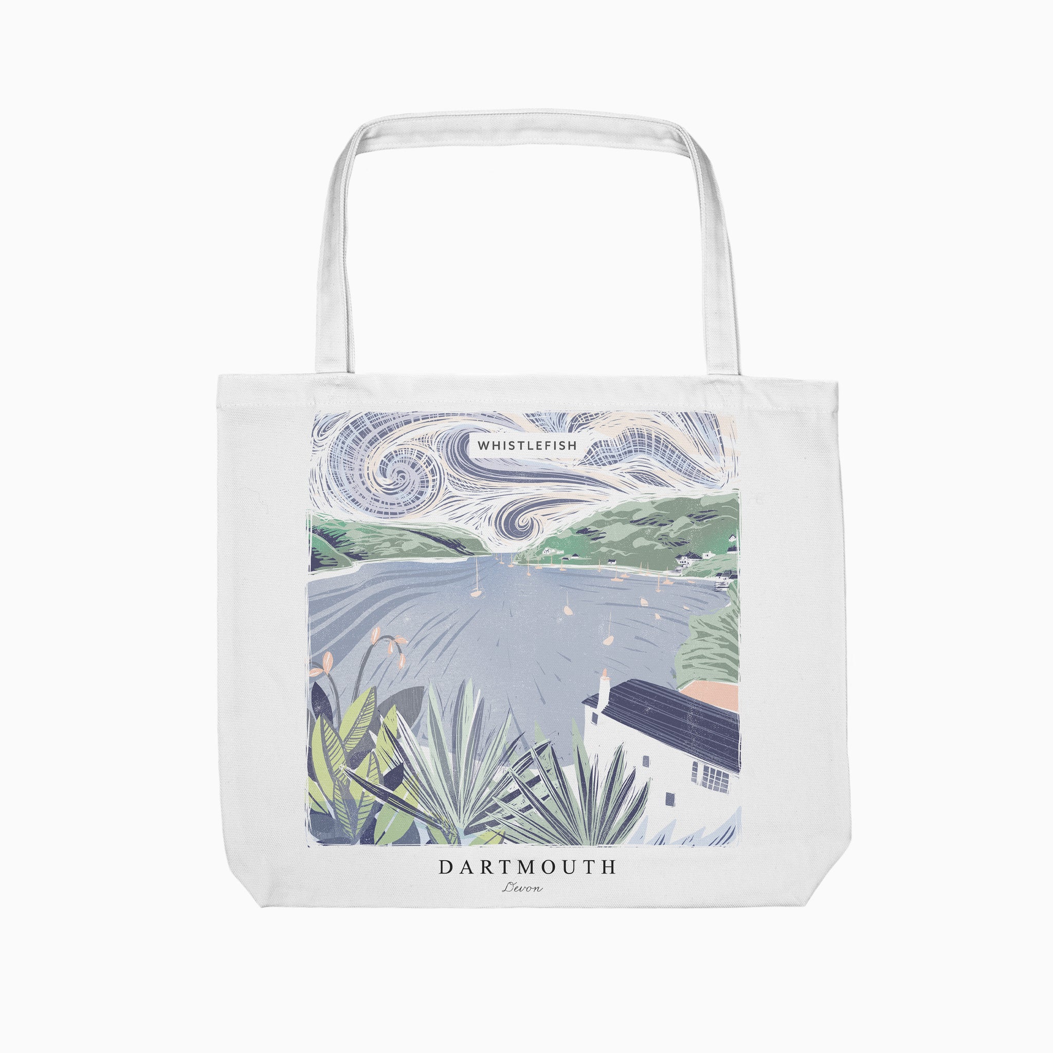 Tote Bag-WTB58 - Dartmouth Cornish Lino Tote Bag-Whistlefish