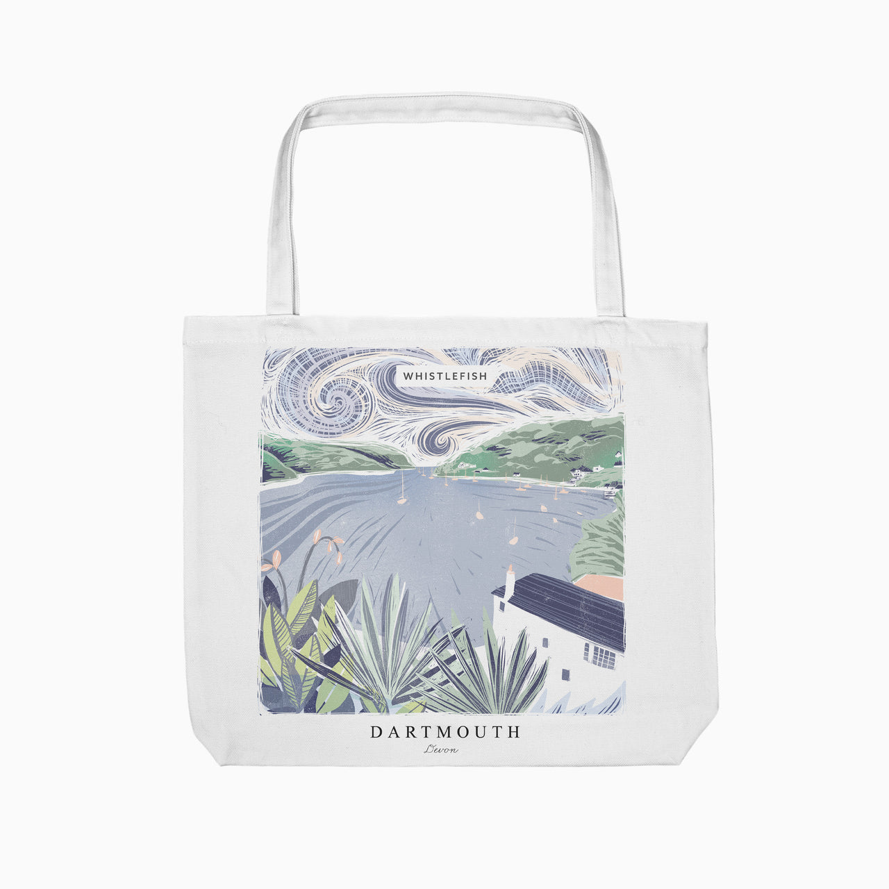 Tote Bag-WTB58 - Dartmouth Cornish Lino Tote Bag-Whistlefish