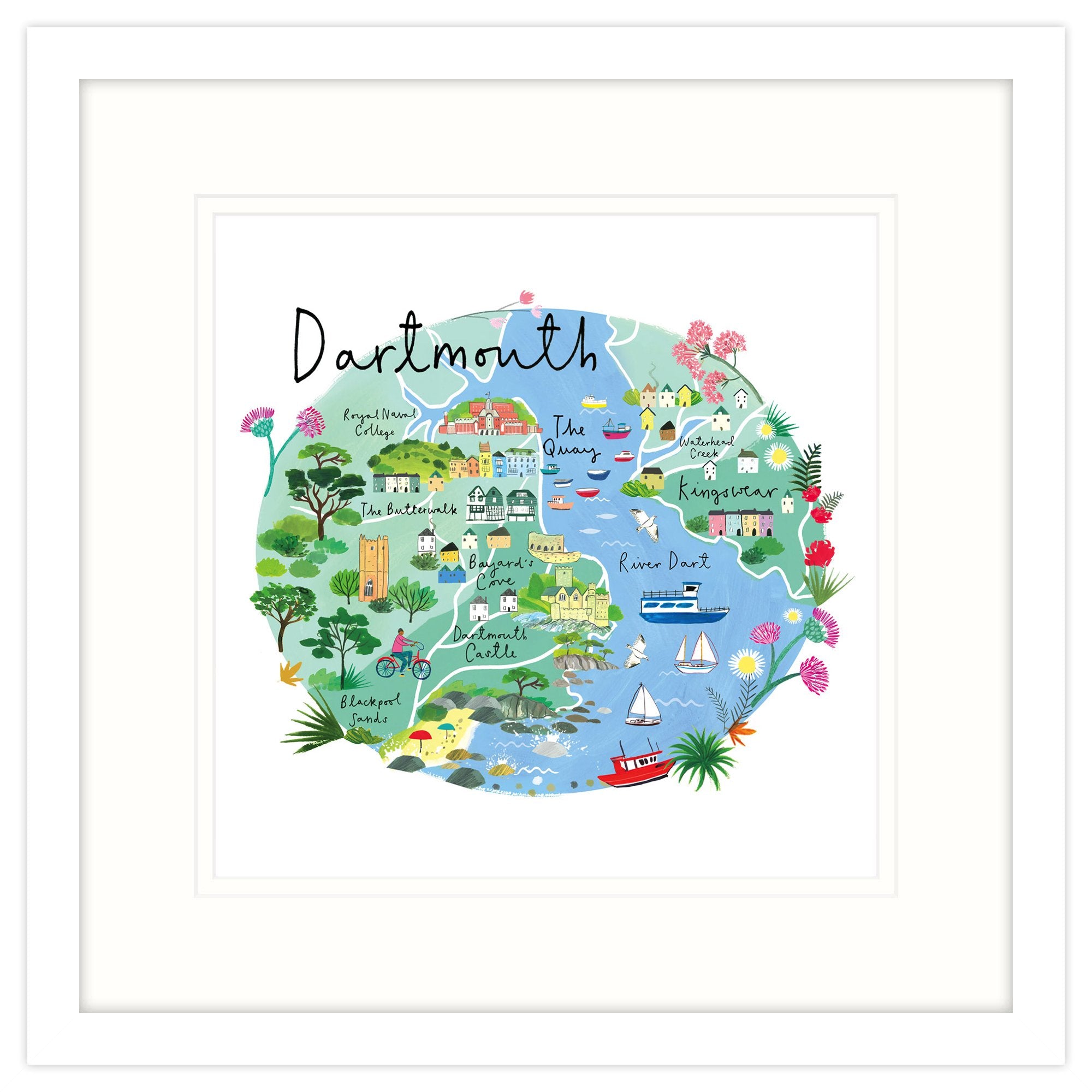 RC18F Dartmouth Map Medium Framed Print