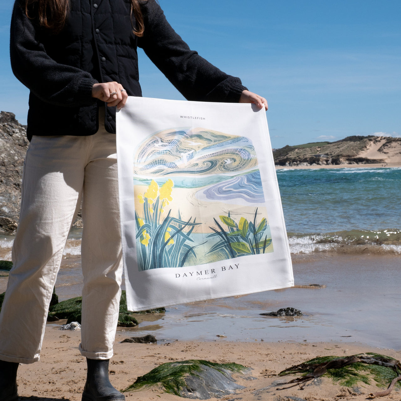 Tea Towel - WTT250 - Daymer Arched Lino Tea Towel - Daymer Arched Lino Tea Towel - Whistlefish