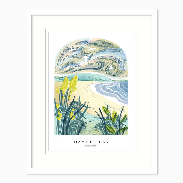 Framed Print-WF1044F - Daymer Bay Lino Large Framed Print-Whistlefish