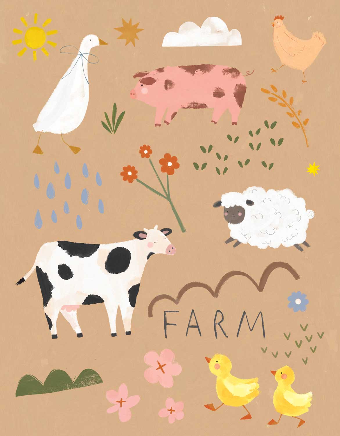 Print-WF1182P - Down on the Farm Medium Art Print-Whistlefish
